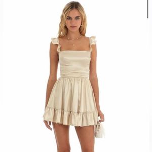 “Aldina Fit and Flare Dress in Champagne”